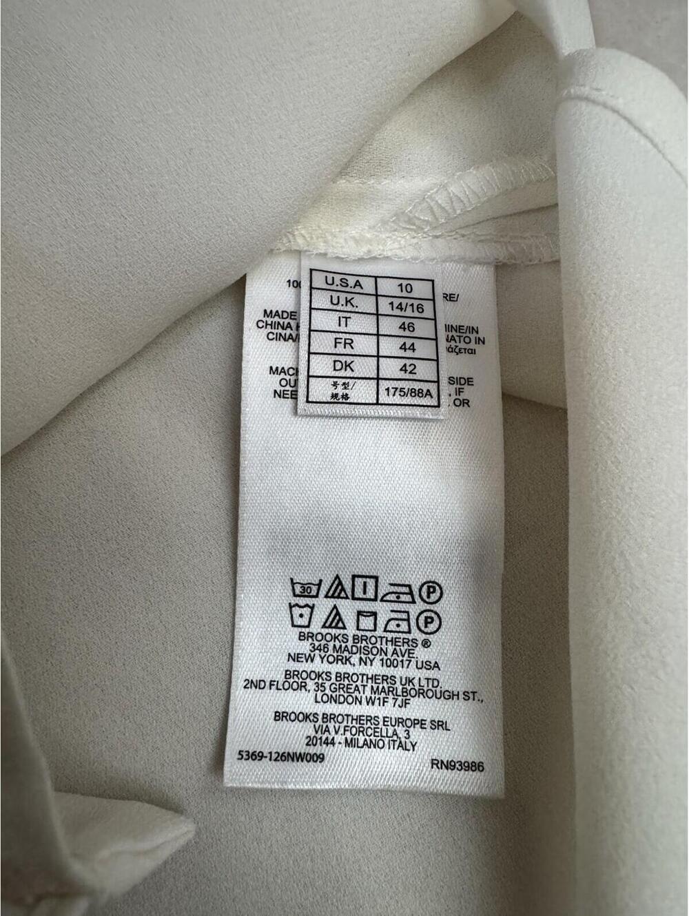 Brook Brothers Womens 10 Ivory Ruffle Front Sleeveless White Blouse Collared Top - Picture 7 of 11
